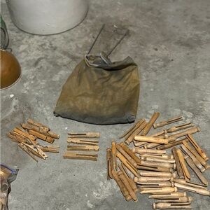 Vintage Wooden Clothespins with Bag